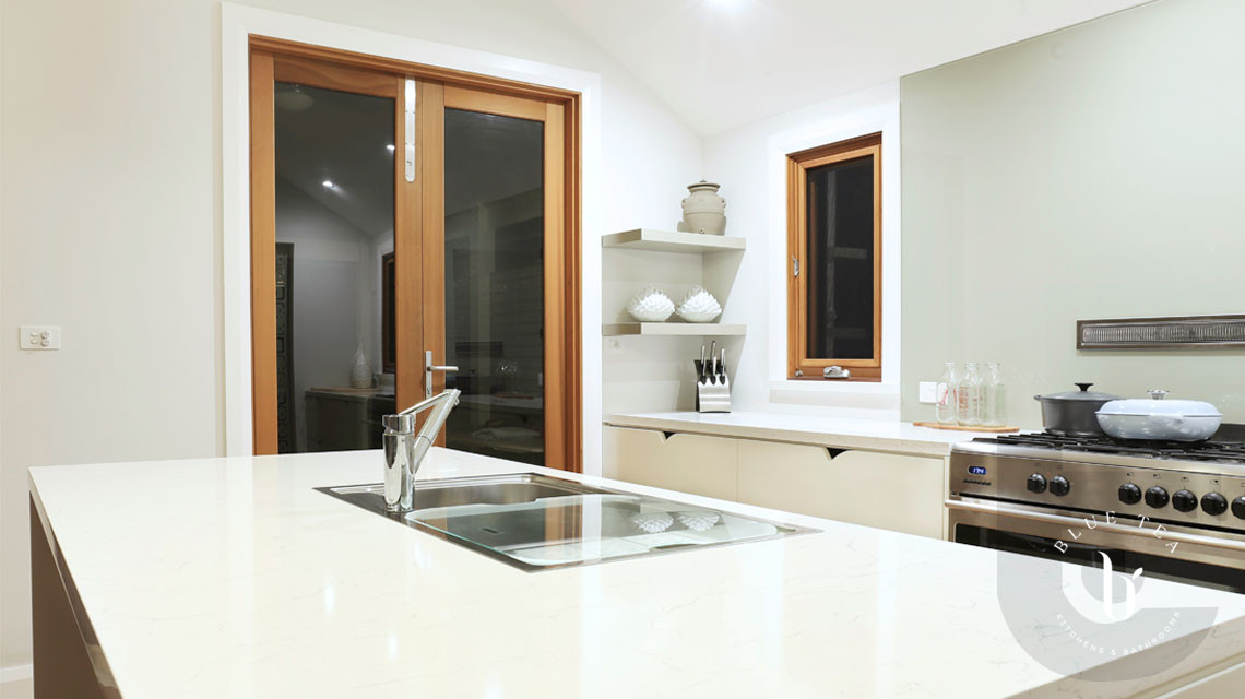 Kitchen island with white stone in Hunters Hill, Sydney