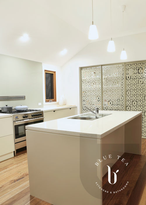 Custom designed sliding doors and kitchen island details in Hunters Hill Sydney.