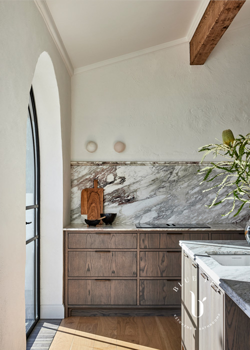 Timber drawers with brass details: Woollahra kitchen